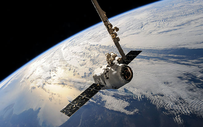 Space station module above earth