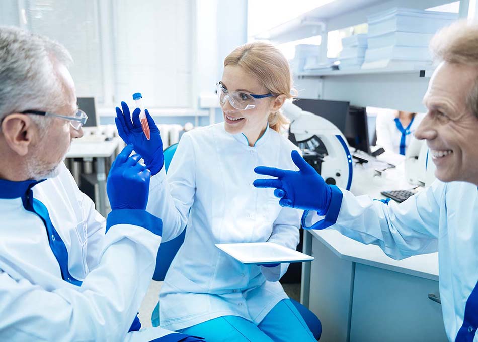 Researchers in lab